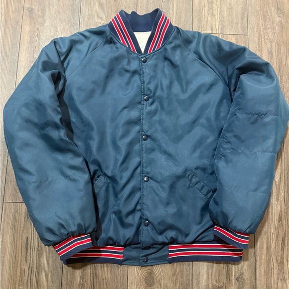 Earl-Gorn MFG Other - Vintage Earl-Gorn Nylon Bomber Jacket XL Navy Red Trim Retro Dearborn Hts MI